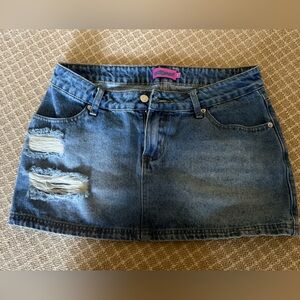 Edikted Blue Denim Skirt with Pink Tag